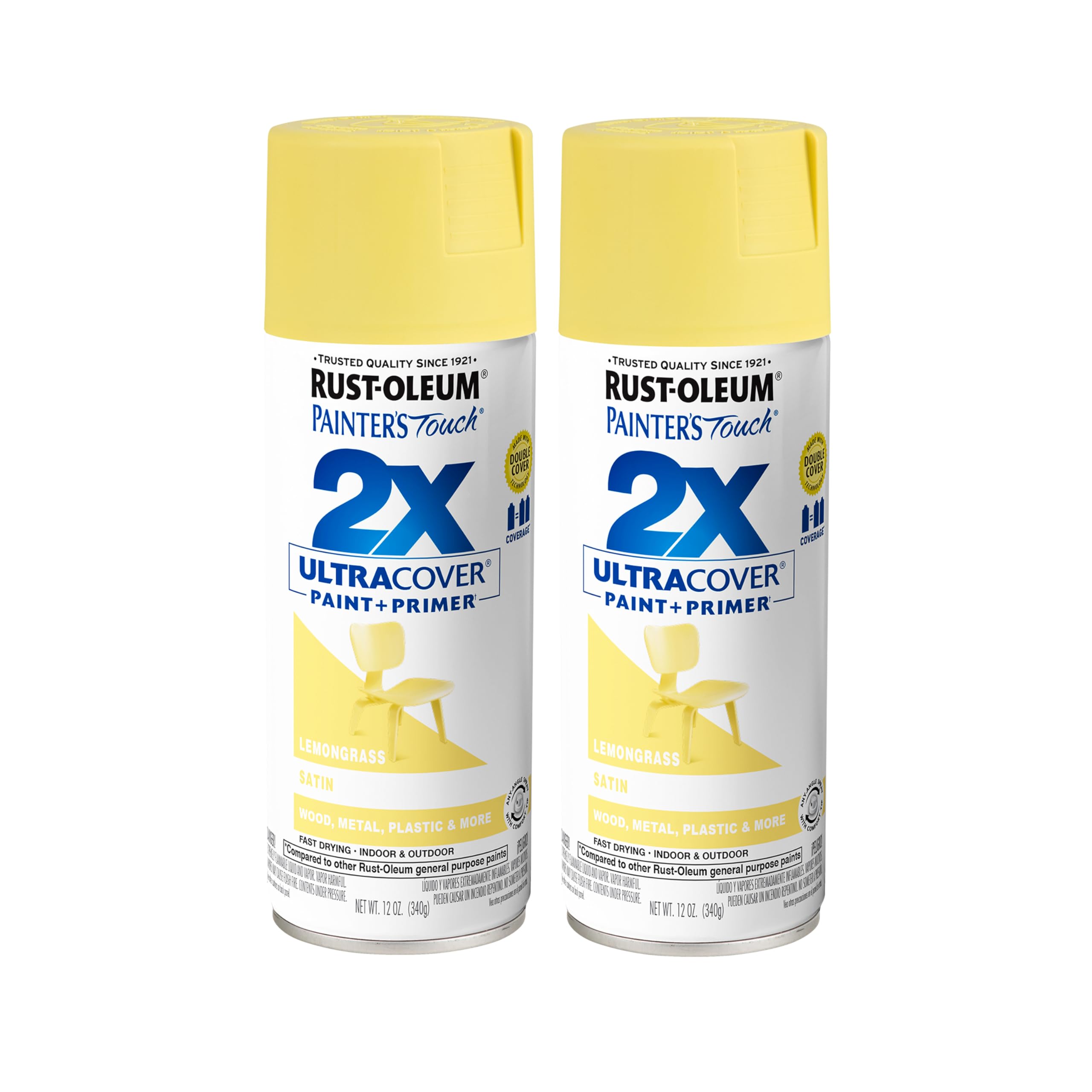 Rust-Oleum Painter's Touch 2X Ultra Cover Spray Paint, Satin Lemon Grass