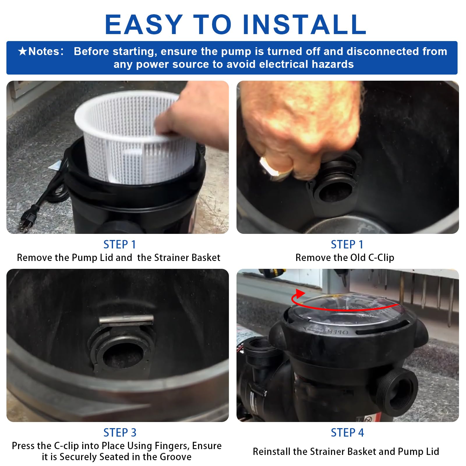 Hayward Strainer Basket Retainer & C-Clip Replacement SPX5500G (2-Pack) – Fits SP1591, SP1592, SP1593 & More - View #5