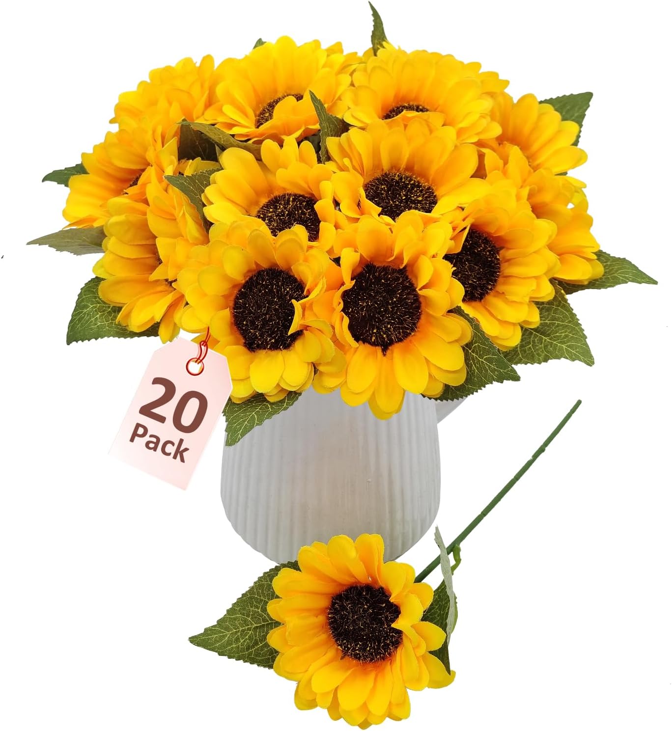 20 PCS Fake Silk Sunflowers Artificial Flower with Stems