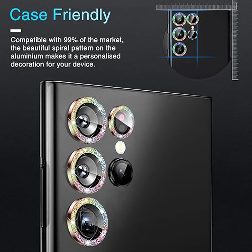 Miniatura 7 de IMBZBK Protector de lente de cámara de vidrio templado para Samsung Galaxy S23 Ultra, 5+5 unidades, color negro