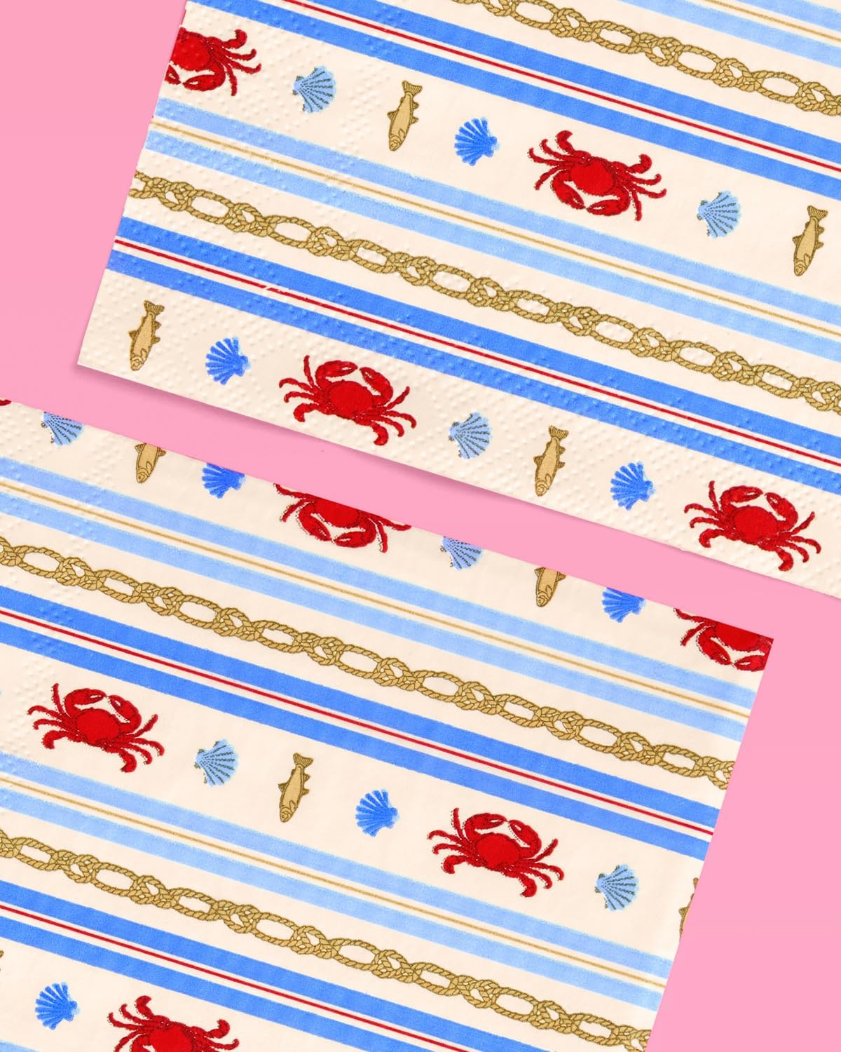xo, Fetti Nautical Napkin Set - 25 Paper Napkins | Nautical, Coastal, Beach Party, Crab Boil, Seafood, Fishermancore, Blue Striped