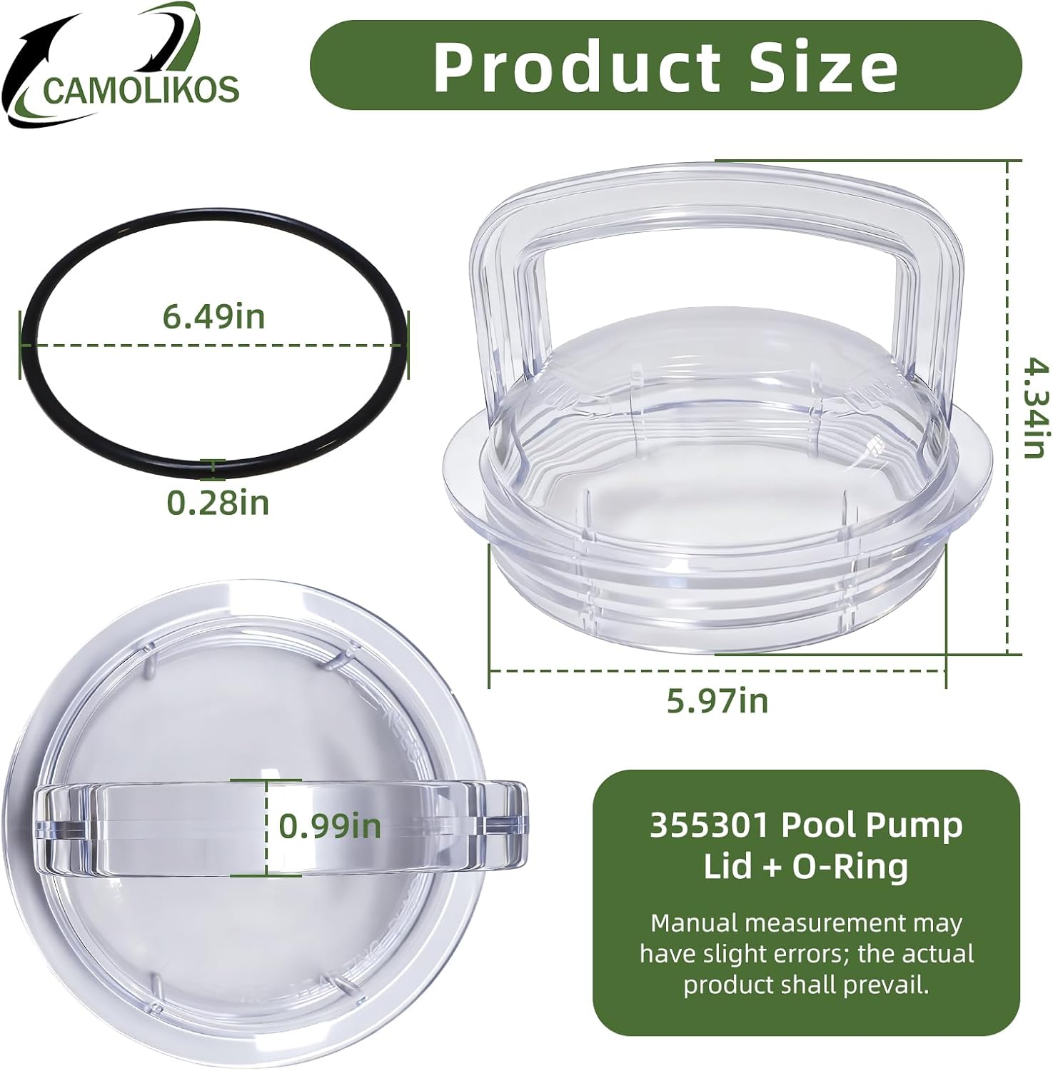 355301 Pool Pump Lid + O-Ring 25305-000-020 Strainer Pot Lid Fits for Pentair Challenger Pinnacle High-Flow, High-Pressure Pump
