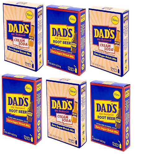 Singles to go Dad's Old Fashion Root Beer, Dad's Old Fashion Cream Soda, paquete de 6 cajas 3 de cada mezcla de bebida