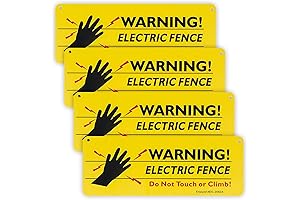 4-Pack Caution Electric Fence Signs