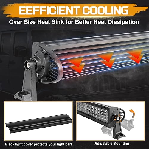 Miniatura 5 de DJI4X4 Reflector de barra de luces LED cree, de 12 pulgadas, 72 watts. Luz antiniebla de LED, para vehículos todoterreno, con panel negro, para