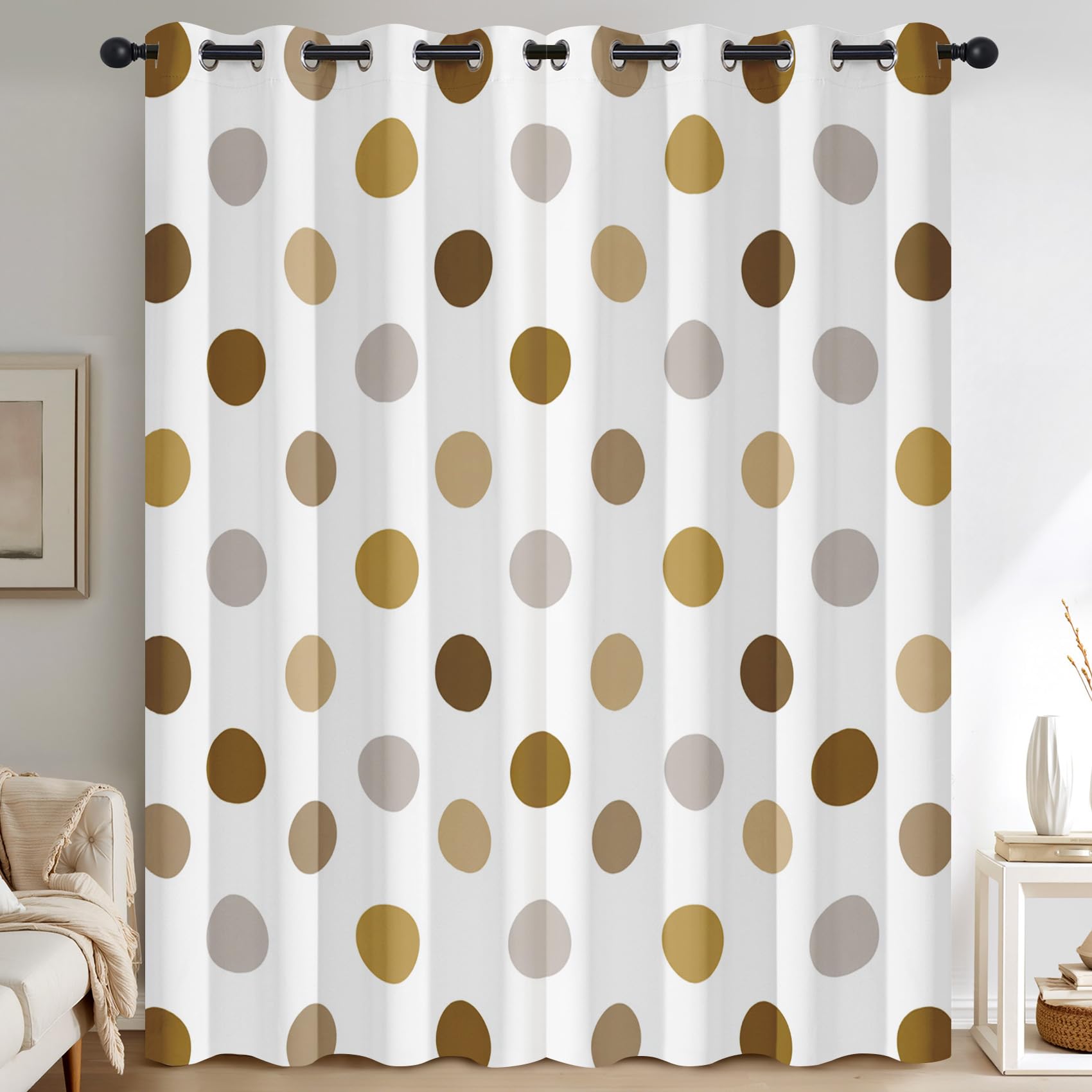 Generisch Blickdichte Vorhänge Punkte Gardinen mit Ösen für Wohnzimmer Schlafzimmer, Punkte Geometrie Deko, Thermo Verdunklungsvorhänge 2er Set, H 183 x B 117 cm X&-135