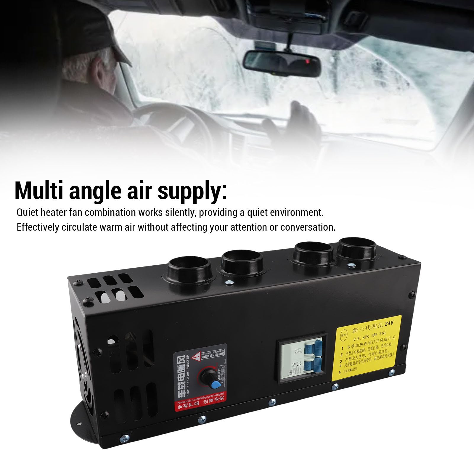 Garosa Grzejnik o Zmiennej Częstotliwości DC24V 800 W, Bezstopniowo Regulowany Przenośny Grzejnik pomieszczeń z 4 Wylotami Powietrza i Szybkim Ogrzewaniem do Miejsca Pracy lub Miejsca Pracy