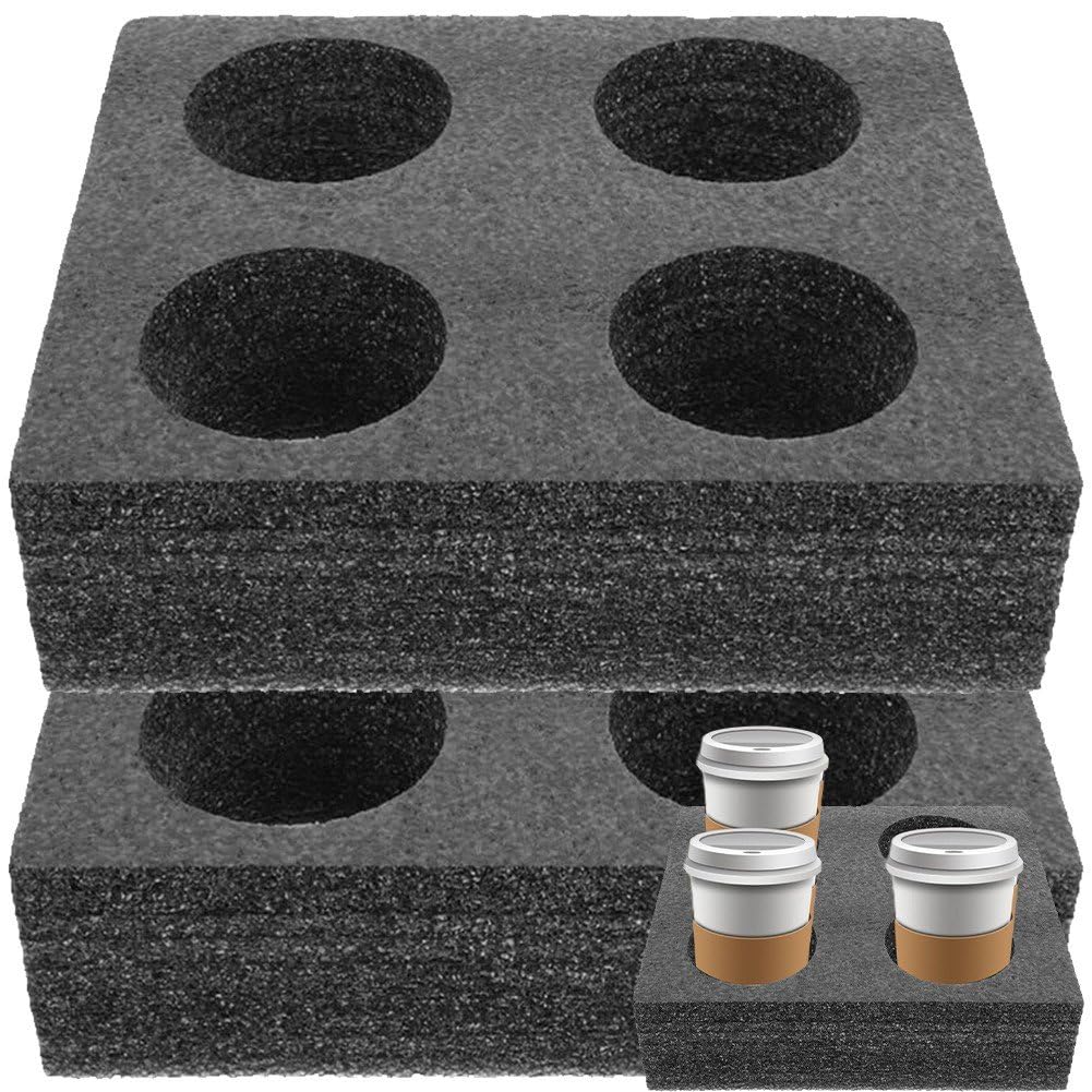 Sslvya Takeout Cup Holders Foam, 2 Pcs Foam Takeout Coffee Carrier Trays to Go Drink Holder for Delivery Hot and Cold Beverages, Milk Tea