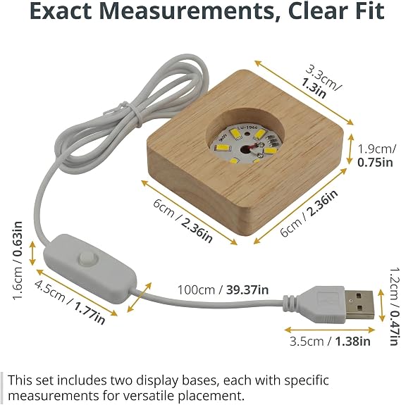 Led Light Stand with USB Powered Wooden Display Stand, Warm LED Lighting Crystal Light, Multiple Light Modes Glasses Stand with Premium Wood Material for Versatile Home Decor, Glass Domes for Display