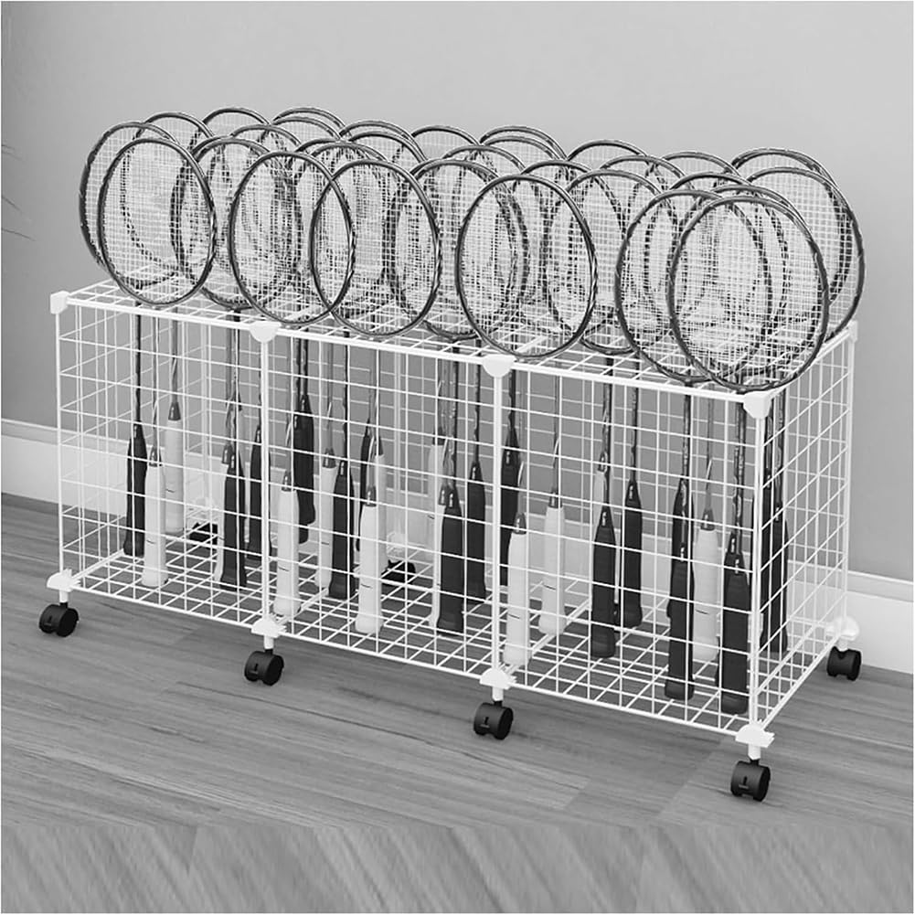 Porta Racchetta da Tennis, Porta Racchetta da Tennis di Grande capacità, Supporto per Racchetta da Badminton Indipendente, Gancio per Racchetta da Tennis in Metallo Resistente