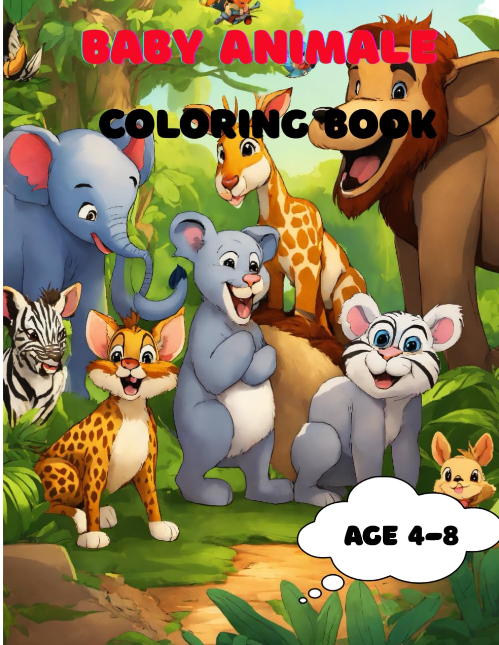 Cute Animals Coloring Book for Kids and Adults