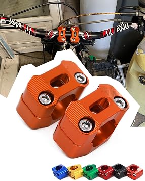 1 1/8" 28MM Motorcycle Handlebar Riser Clamp Universal Bar Mount, Orange