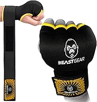 Beast Gear Gel Padded Boxing Hand Wraps Inner Gloves with Quick 100cm Wrist Straps - MMA Muay Thai Kickboxing Martial Arts Men Women