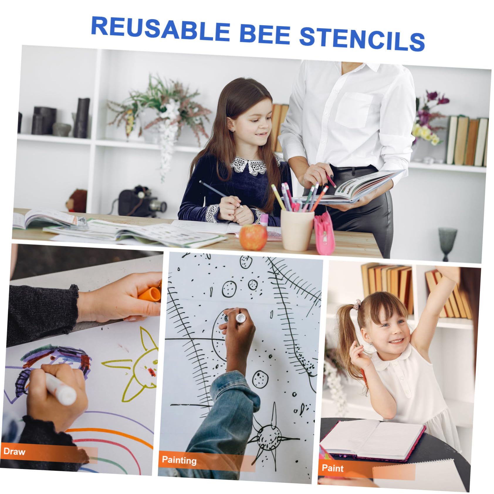 jojofuny 3 Set Stencil Decorativi Con Motivi Api Template Pratici Per Progetti Diy E Pittura Per Decorare E Tessuti 12 Fogli*3