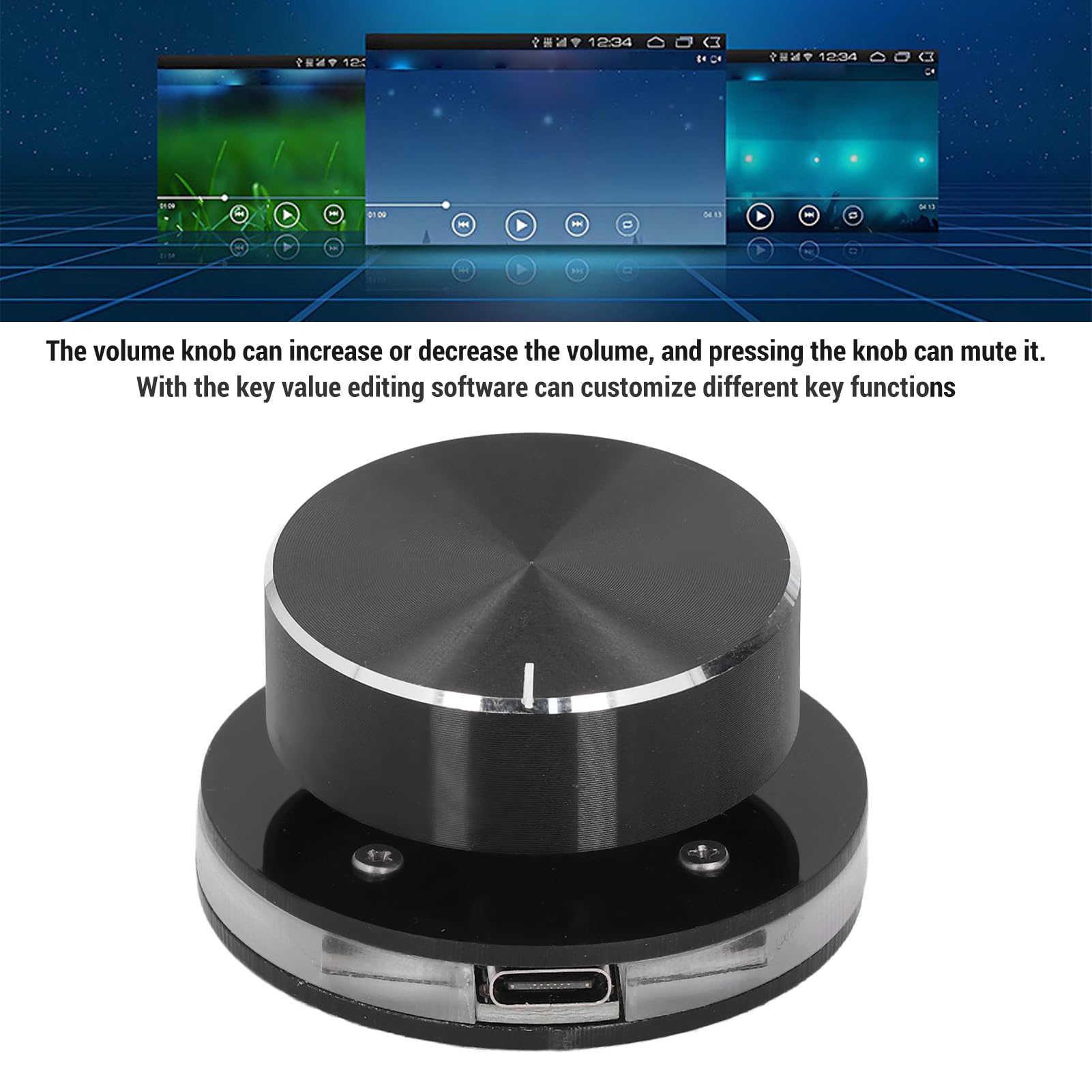 Pokrętło Sterowania Objętościami USB, Multimedia RGB Light Controller z Klawiszem Skrótów dla Systemu Laptopa z Systemem Android System PC