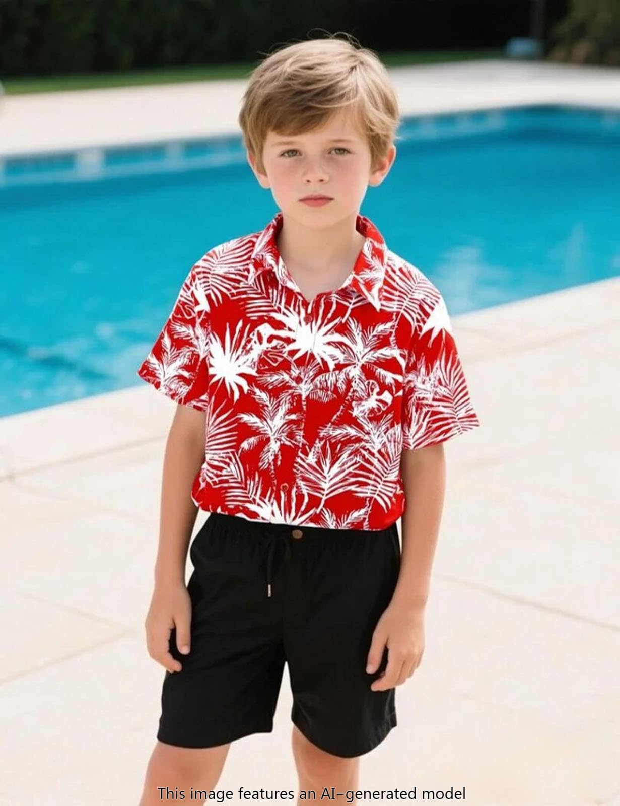 Chemise Hawaïenne pour Enfants Garçons, Chemise Manches Courtes, XSmall-Large, 5-12 Ans