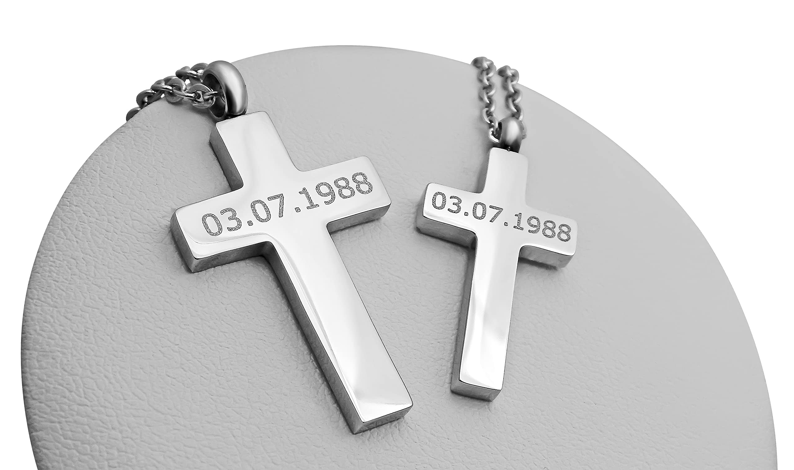 Personalisierte Kette mit Gravur Edelstahl 50 cm mit Anhänger Kreuz mit Strass-Stein in gold - Personalisierte Halskette für Frauen Männer - Personalisierter Schmuck Damen Herren