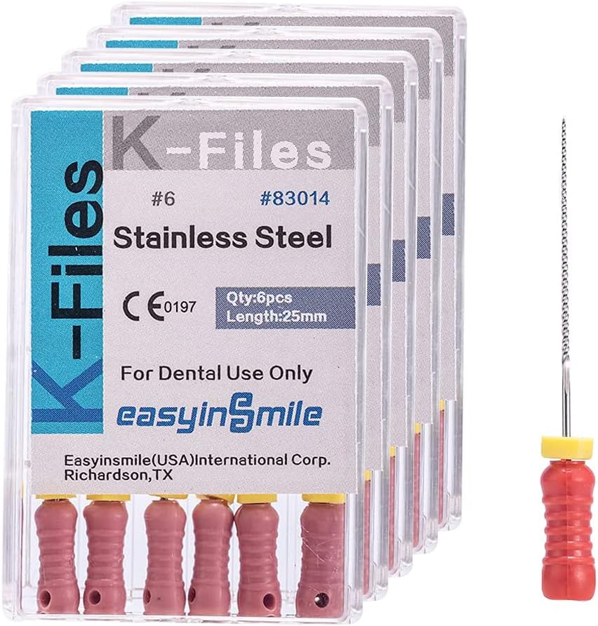 Dental 5 Boxes Endodontic Root Canal Hand K Files Stainless Steel Endo Root Canal Files (6#)
