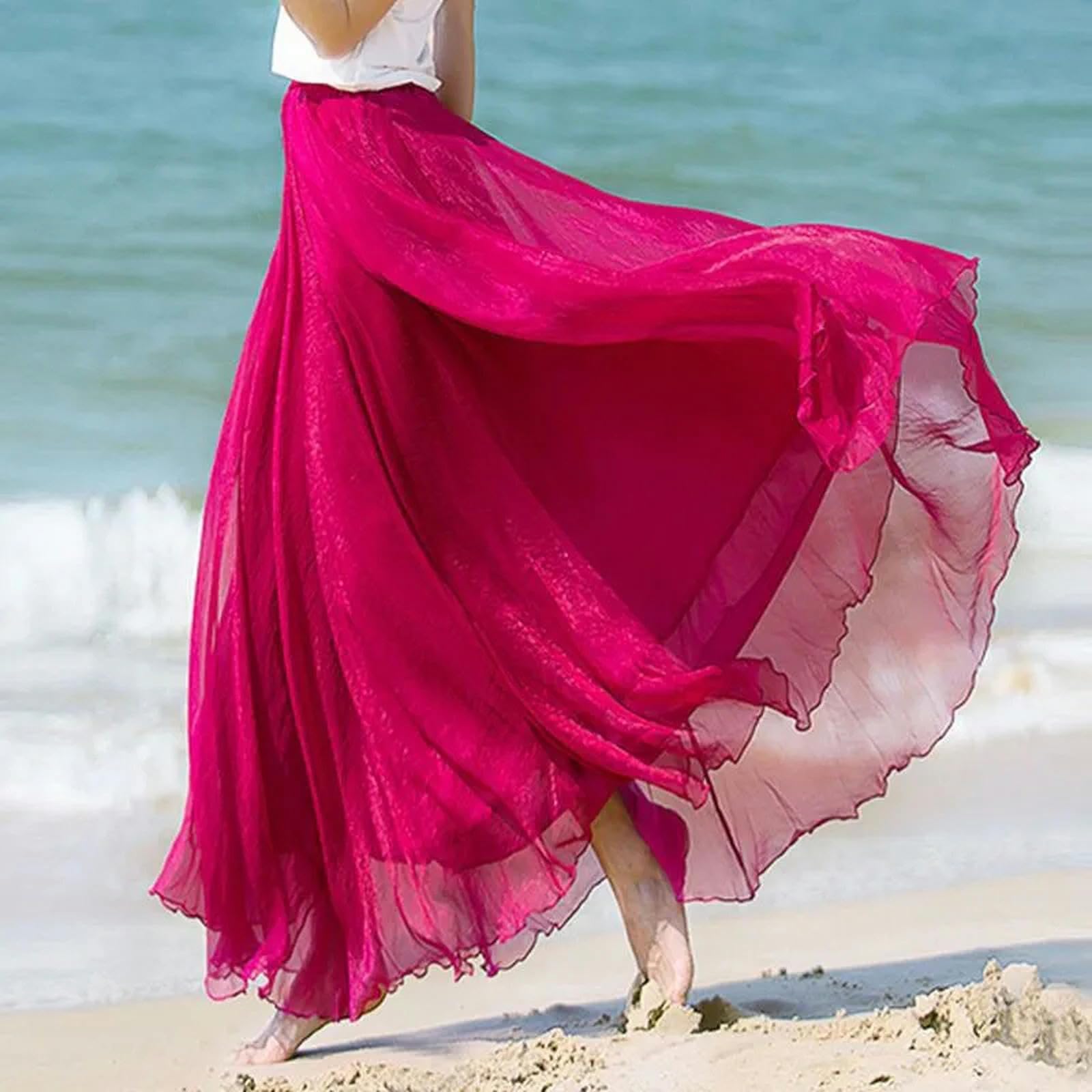 Gonna Lunga Donna Gonne Lunghe in Chiffon A Vita Elasticizzata da Donna Gonna Fluida