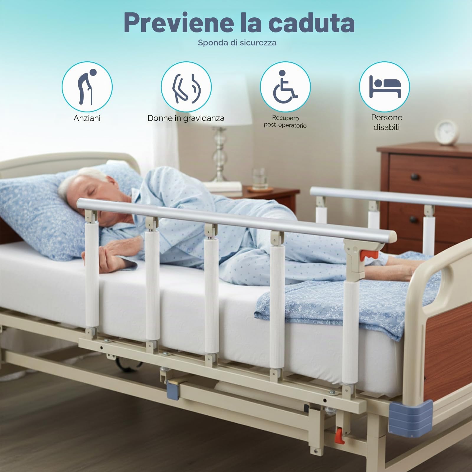 Sponda per letto per anziani, sponda letto matrimoniale pieghevole, sponda letto bambini di sicurezza, adatta per la protezione anticaduta di anziani, donne incinte, disabili e bambini