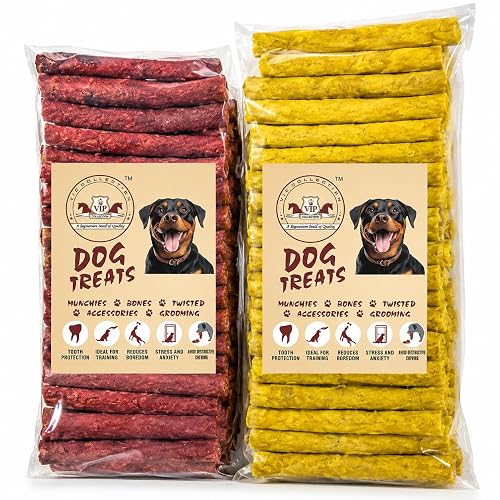 VIPCOLLECTION Dog Chew Sticks 10 Kg Munchy Sticks Mix Flavours 5Kg Chicken Flavour And 5Kg Mutton Flavor Chewsticks Treat Snacks For All Breed Dogs (Chicken Mutton 10 Kg) | For All Life Stages