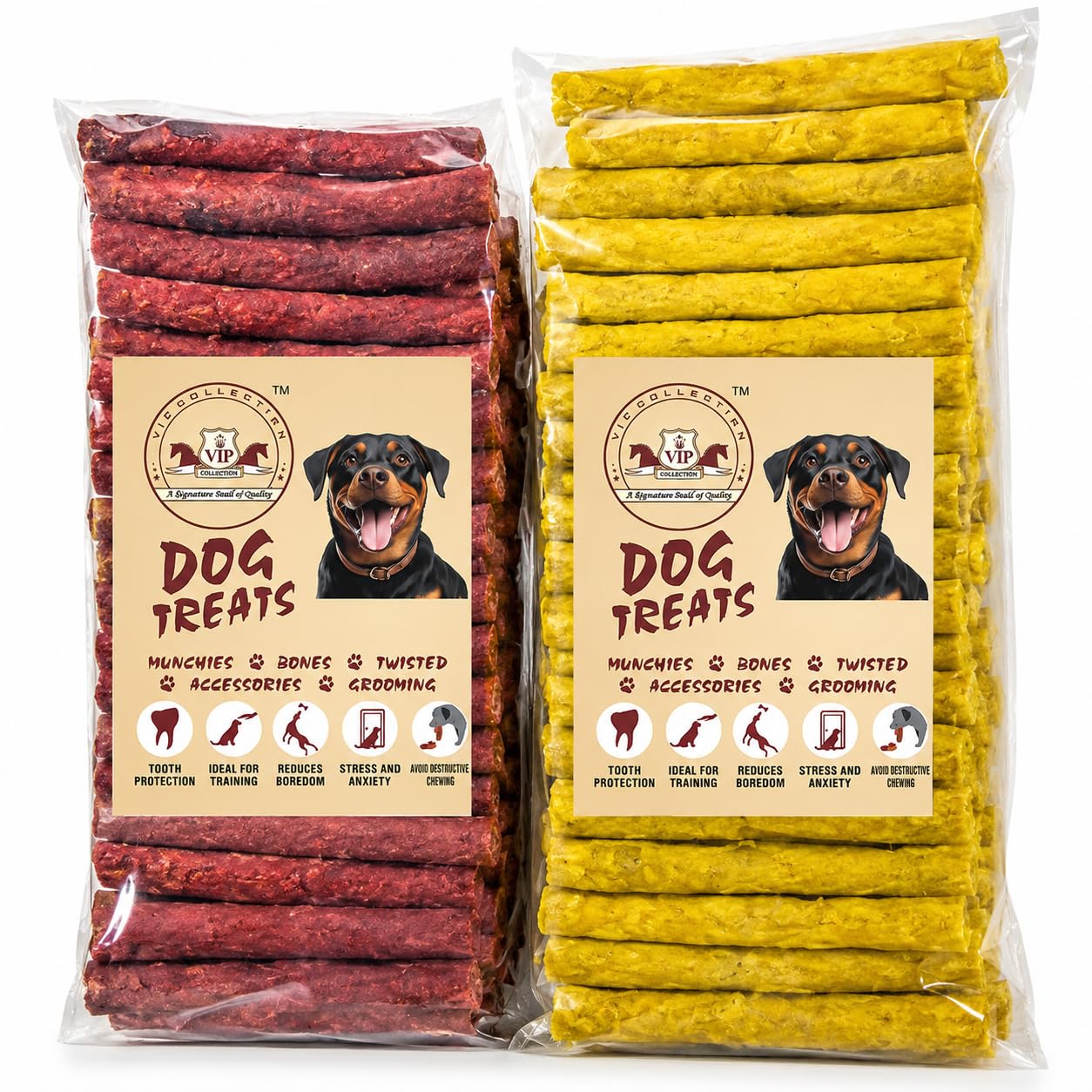 VIP Collection Dog Chew Sticks Munchie Stick Mix Flavors 1 Kg Pack, Dogs Snacks, Treats 500 Gram Chicken and 500 Gram Mutton Combo
