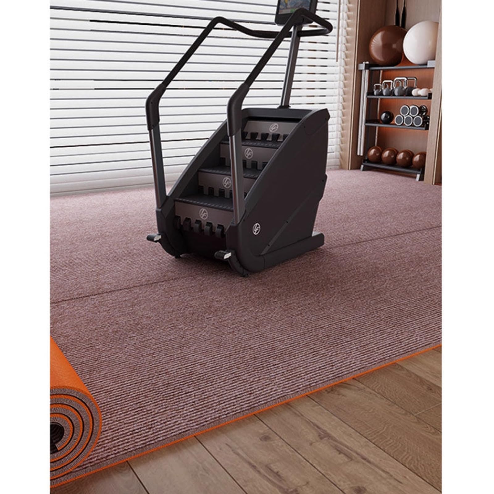 Tapis de Protection Sol 9mm Épais Antidérapant Insonorisant Antivibration,Intérieur Long Tapis Couverture en TPE pour Salon Cuisine Entrée Couloir Home Trainer– Découpable(Beige-Browm,80x200cm)