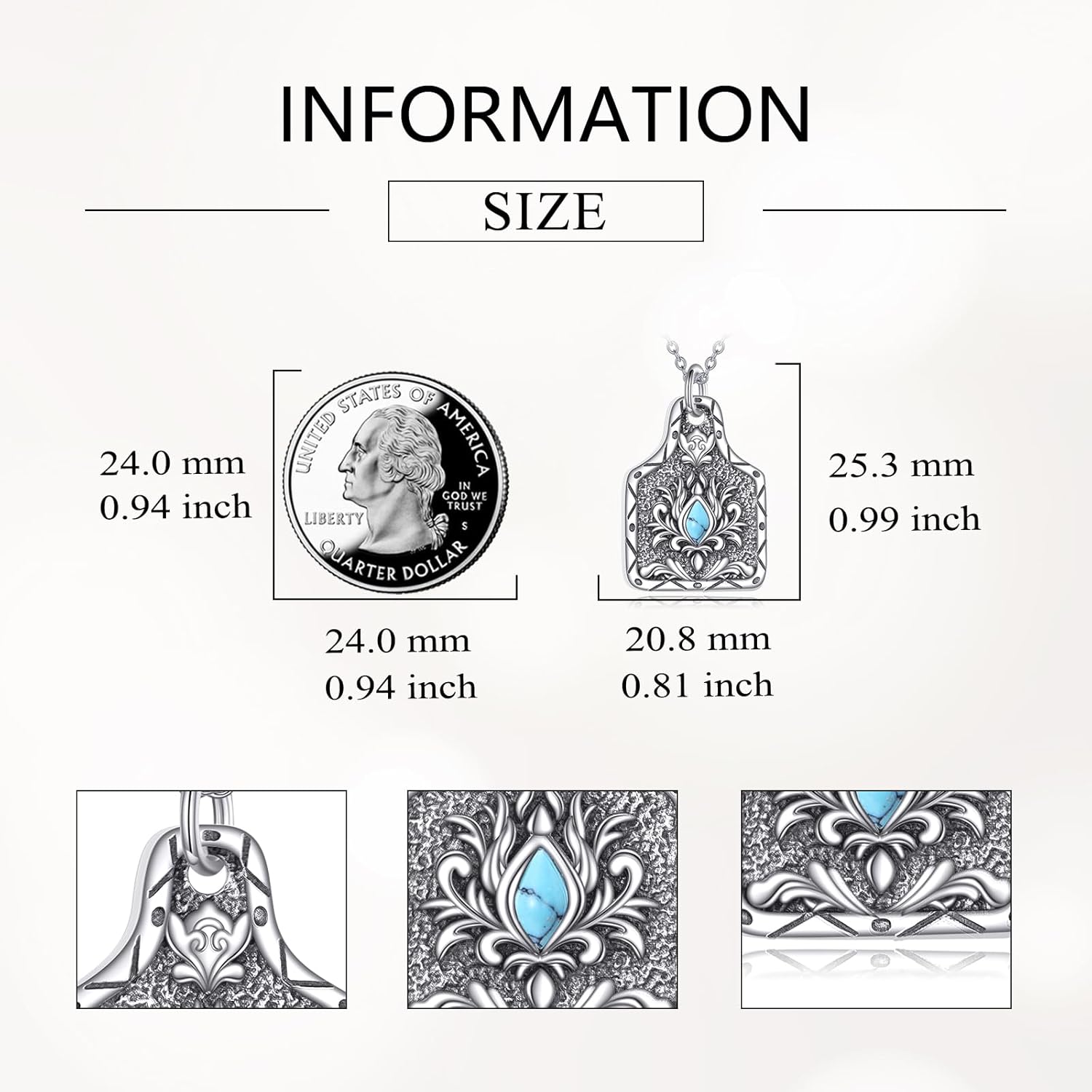 Turquoise Western Necklace for Women 925 Sterling Silver Cow Skull/Cow Tag/Cowgirl Shoot/Horseshoe Pendant Necklace Jewelry Gifts - Image 4