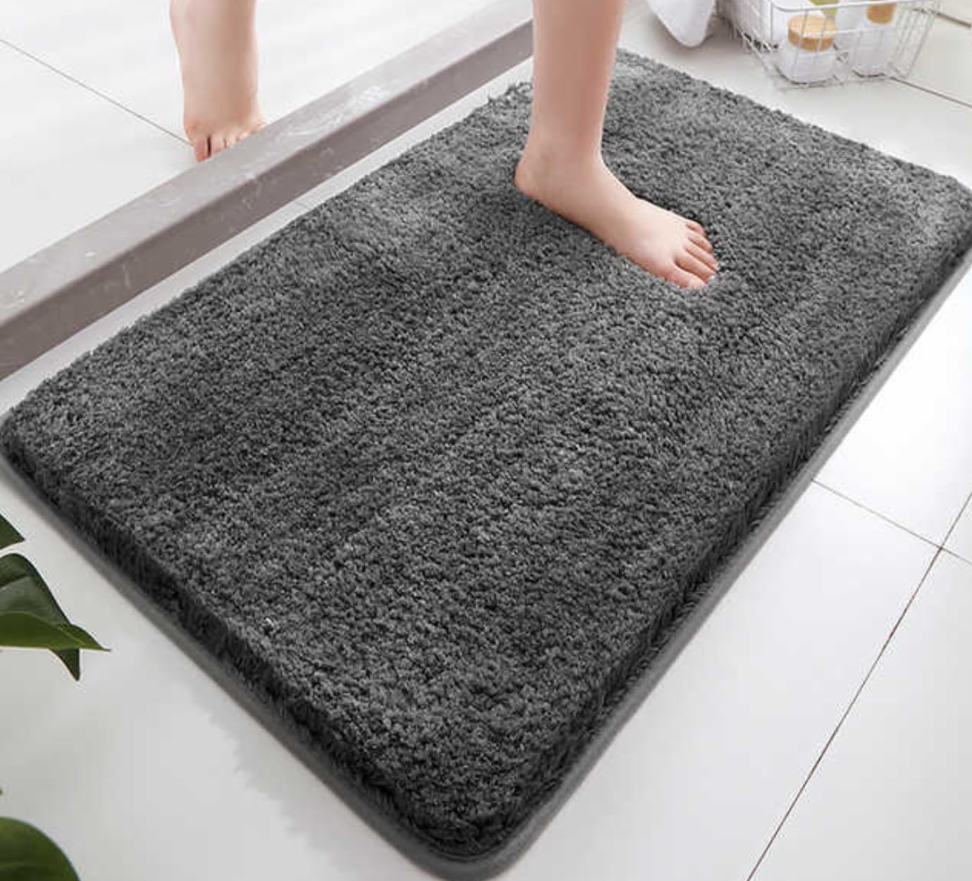 HOWNICE Decore Microfiber Door Mats for Home Entrance Living Room | Anti Skid Doormats for Bathroom Entrance and Bedrooms | Main Door Mats for Entrance Mat (Bedroom Matt Grey Mat)-image-2