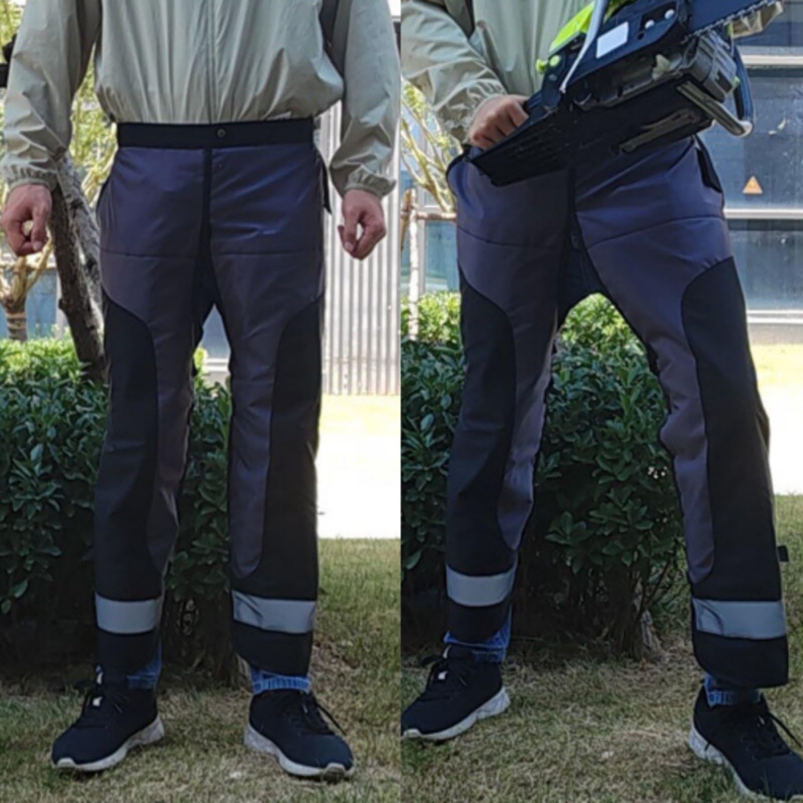Pantaloni Antitaglio Motosega Resistente Pantaloni Protettivi Motosega Strisce Riflettenti Calzoni da Lavoro per Professionisti, Abbattimento Alberi