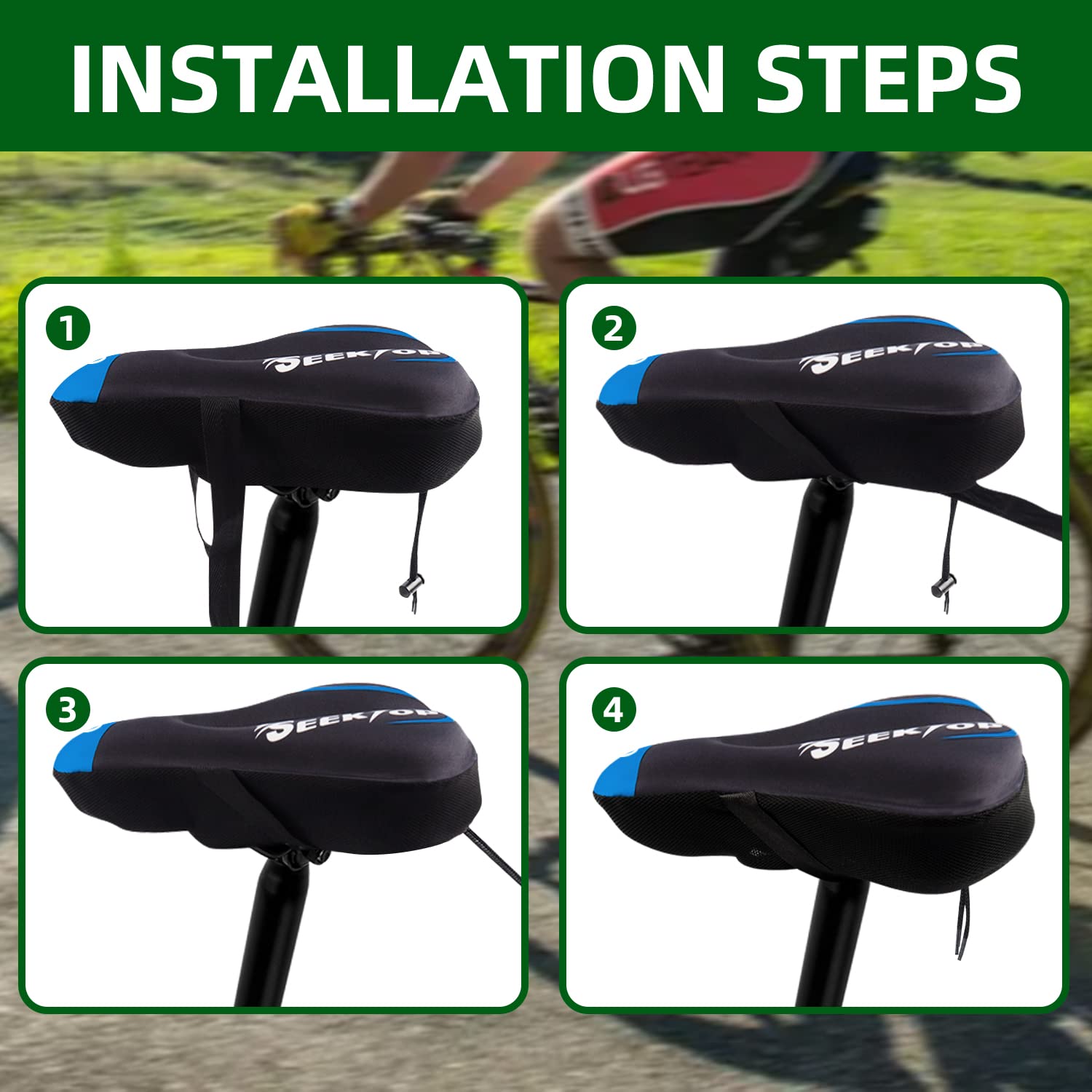 Seektop Bike Seat Cushion for Men Women, Gel Padded Bike Seat Cover