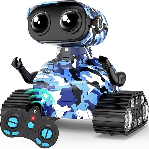 Robot Toys for Kids Boys Girls Emo Robots Remote Control Smart Robot with Auto-Demonstration LED Eyes Flexible Head & Arms for 3+ Years Old Kids