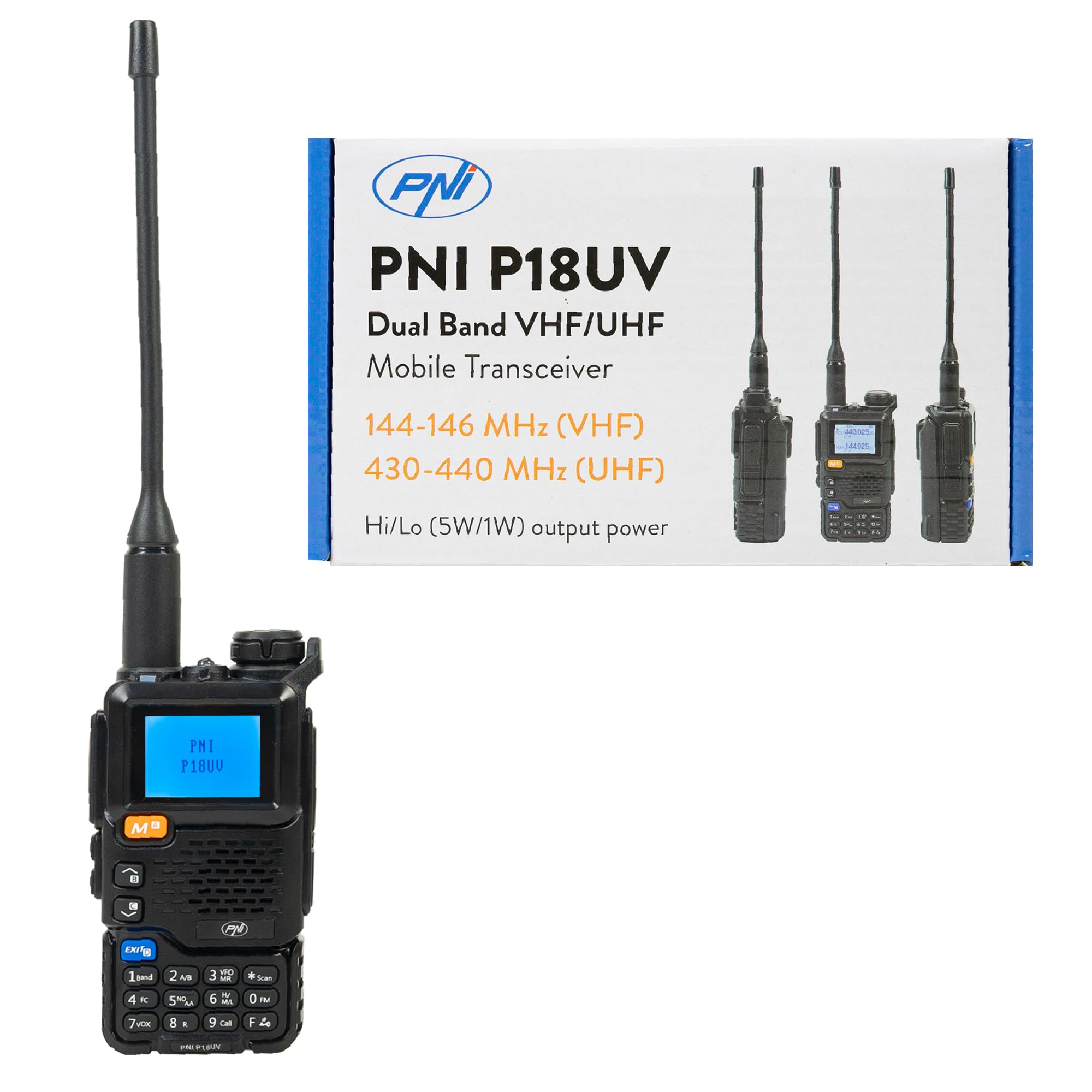 Emisora ​​de Radio portátil VHF/UHF PNI P18UV, dualband, 144-146MHz y 430-440MHz, 200CH, VOX, Scan, Radio FM, Li-Ion 2200 mAh