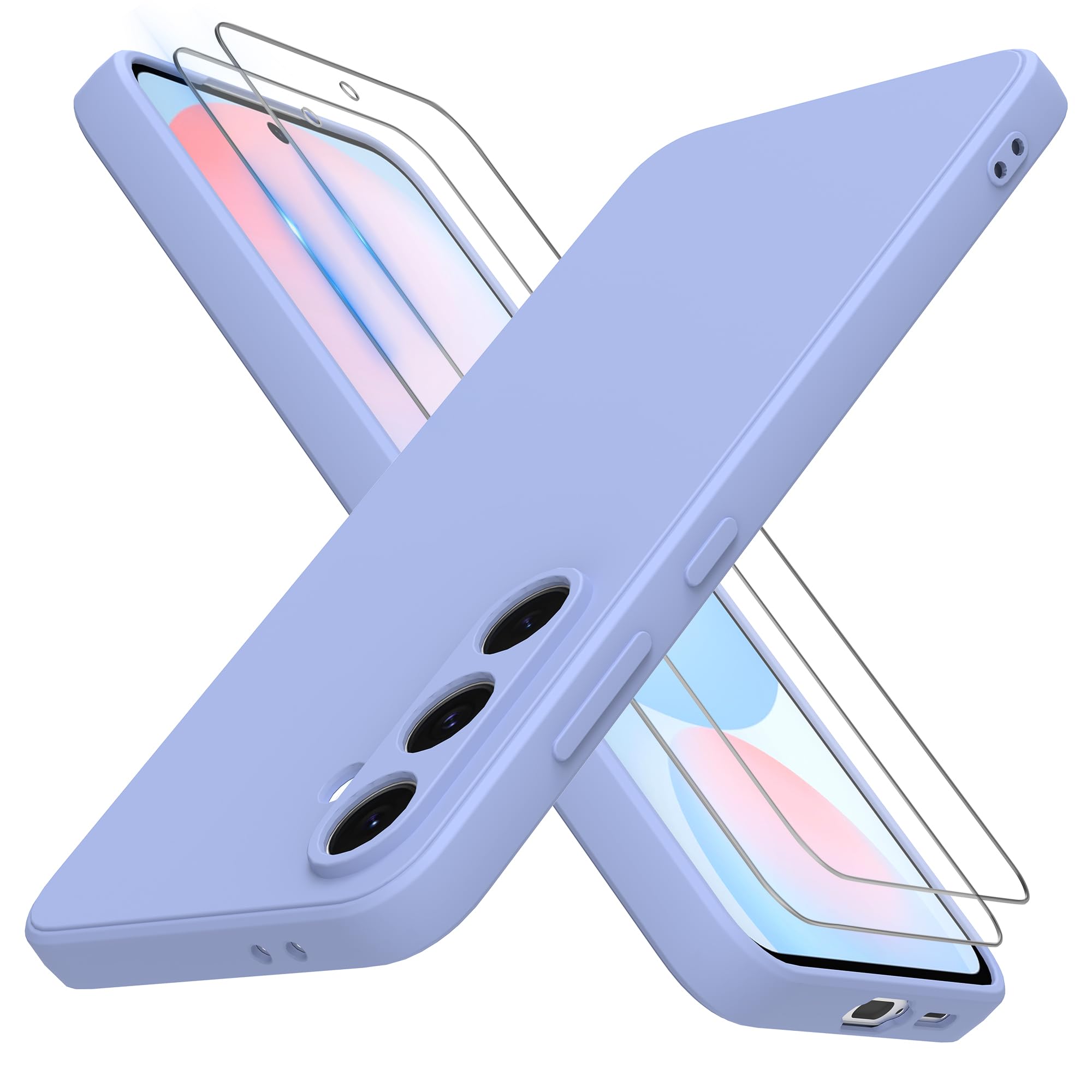 THIYUFUNS Hülle für Samsung Galaxy S24 FE 5G Handyhülle mit 2 Stück Schutzfolie, TPU Silikon Liquid Silicone Dünne Weiche Stoßfest Case Schutzhülle für Samsung Galaxy S24 FE 5G (6.7