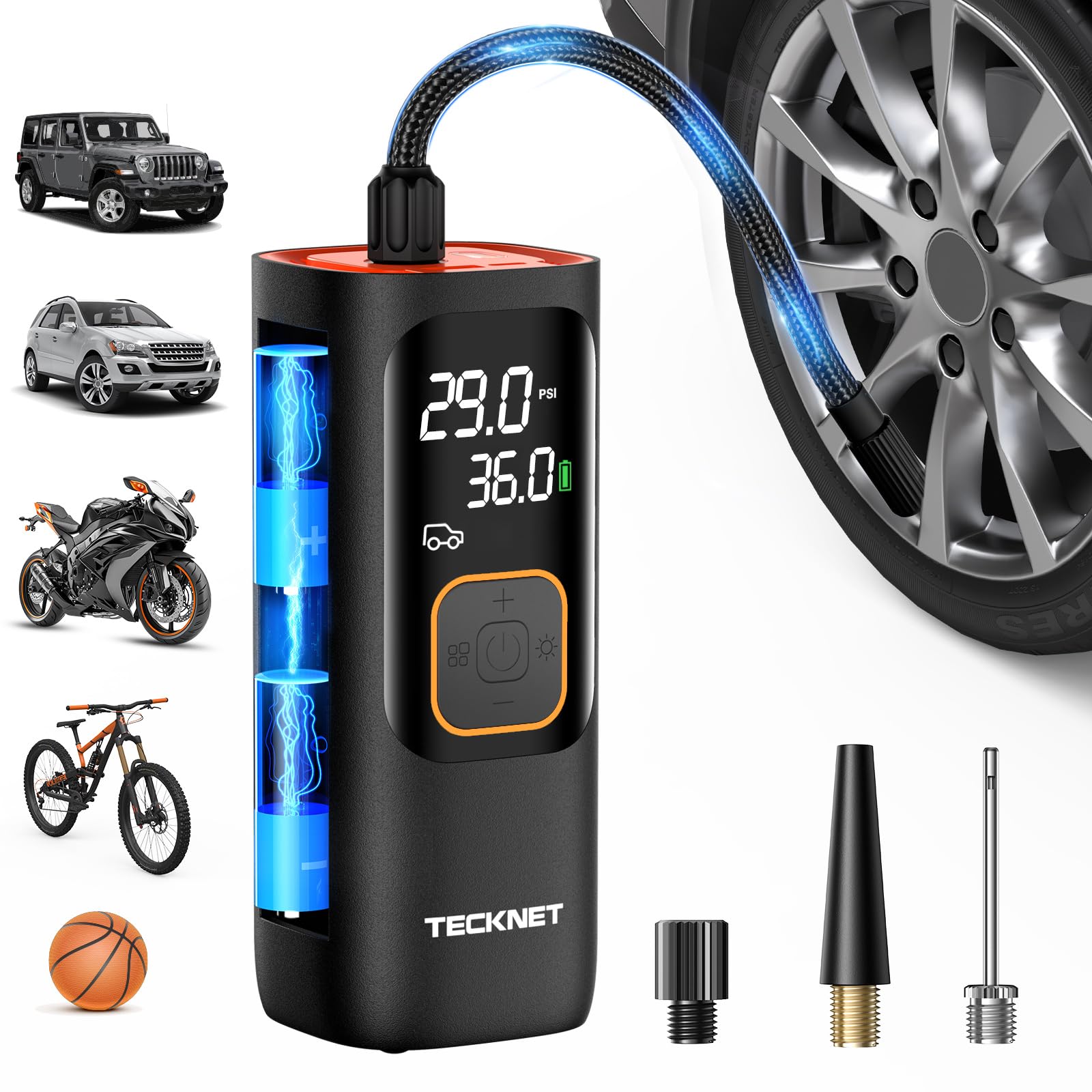 Tire Inflator Portable Air Compressor-160PSI & 20000mAh Air Pump for Car, Accurate Pressure LCD Display, 3X Faster Inflation Air Compressor for Car, Bike, Motorcycle, Ball