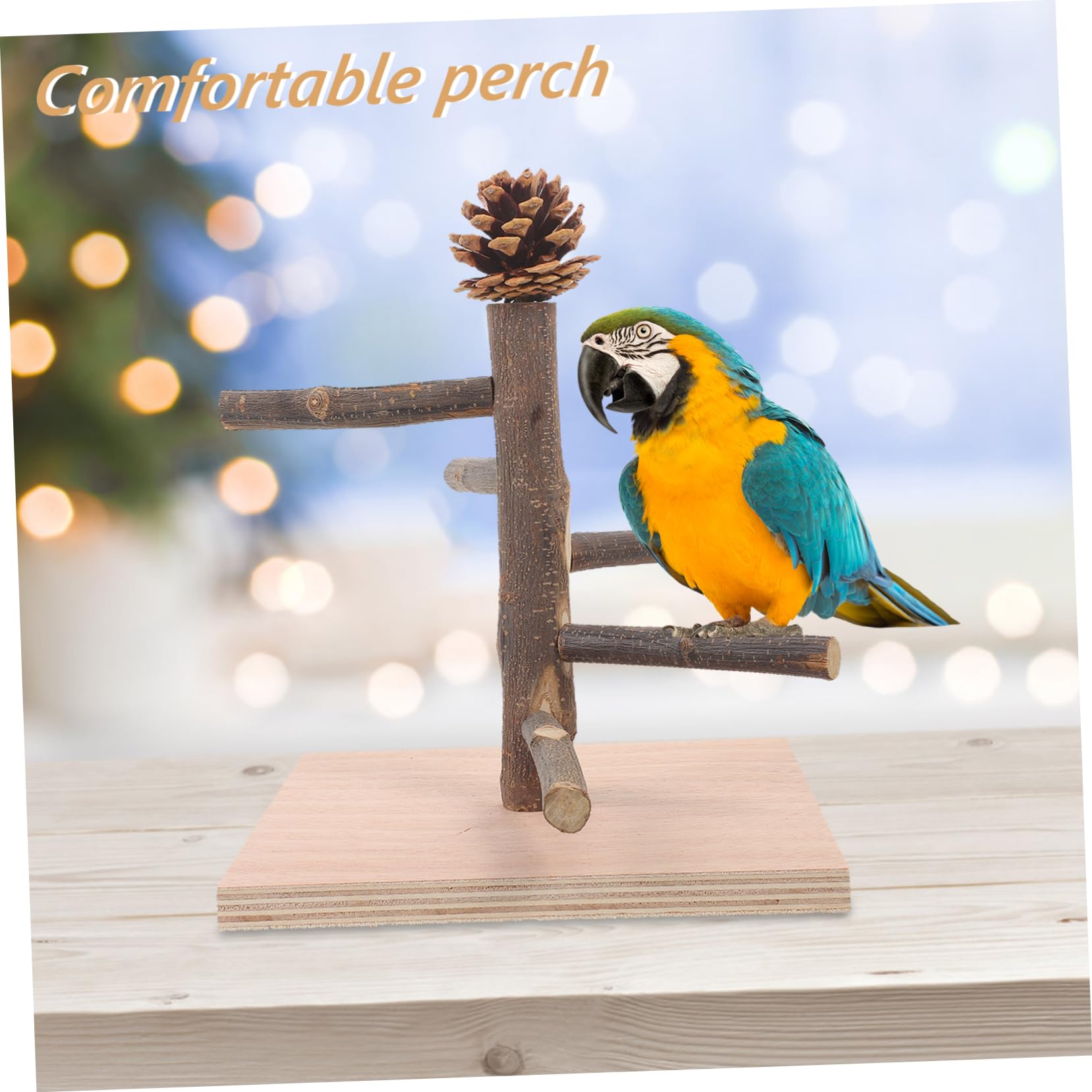 POPETPOP 4 Piezas Marco de Entrenamiento de Loros Juguete de Percha para pájaros Percha de pájaro de Escritorio Percha de Entrenamiento de pájaros Percha de pájaro de Mesa de Madera