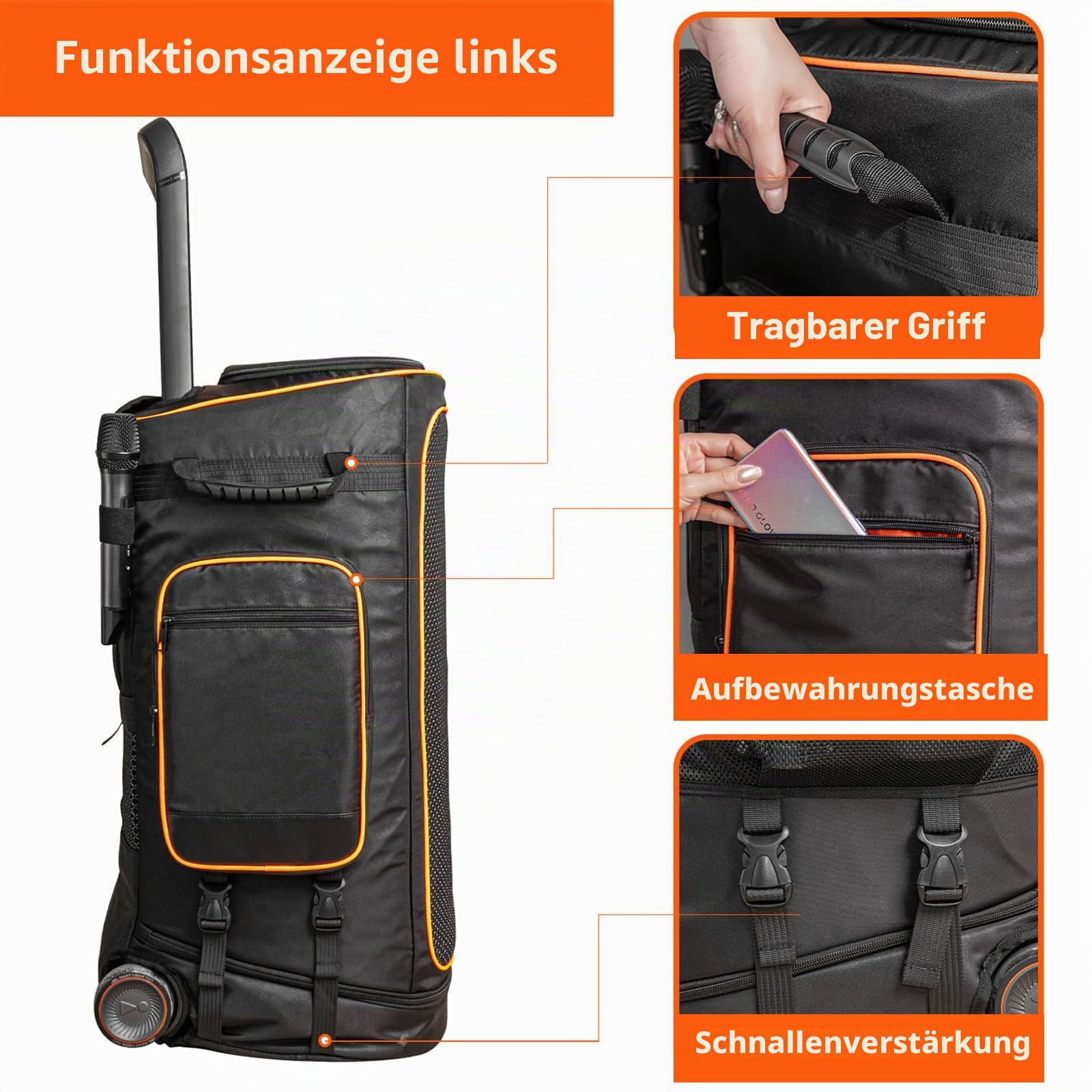 Tasche für JBL PartyBox 520 - Tragbare Aufbewahrung Schutzhülle für PartyBox 520 Lautsprecher & Zubehör, strapazierfähige Reisetasche für DJs, Partys im Freien und