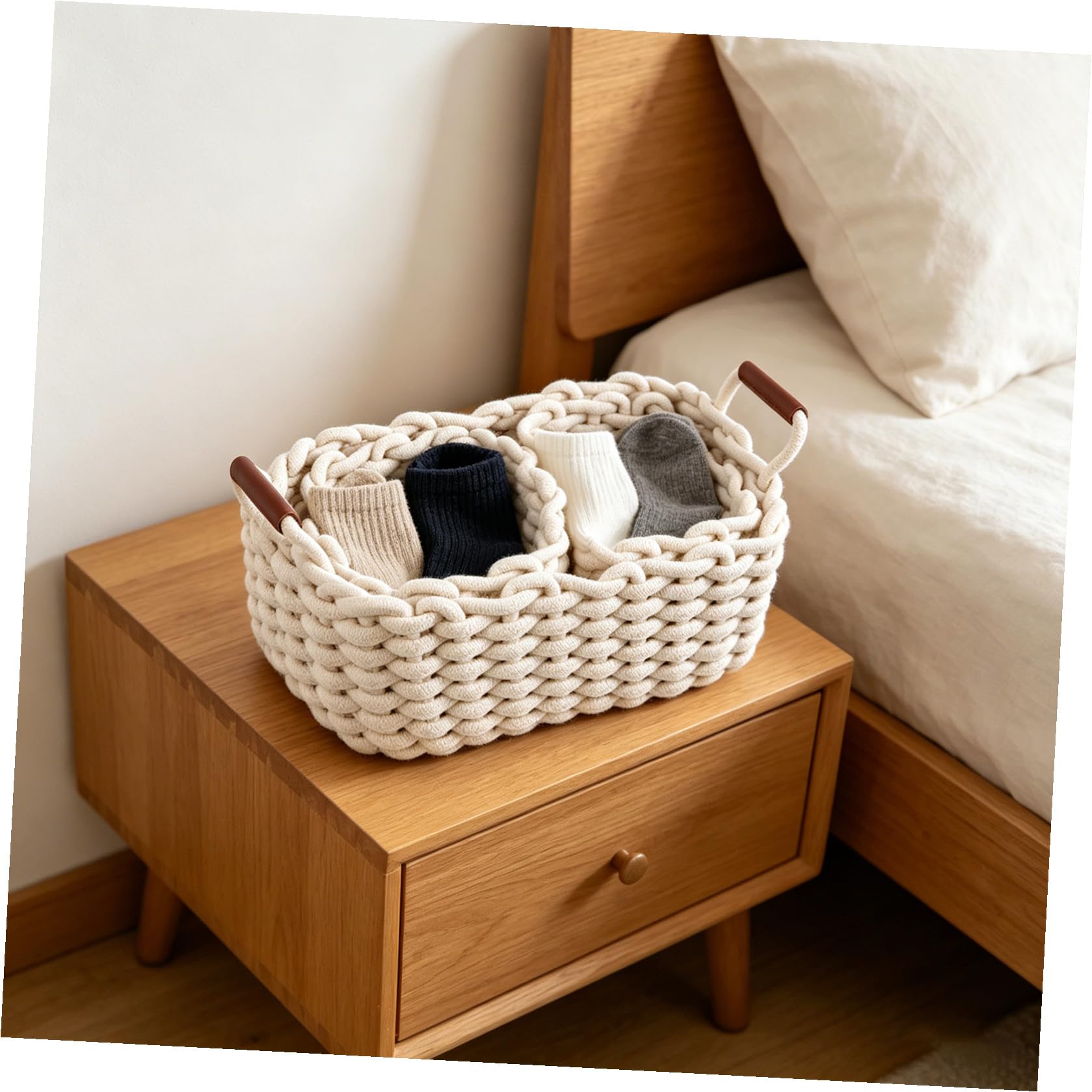 Cesta de Almacenamiento Trenzada de Cuerda de Algodón, 3 Piezas