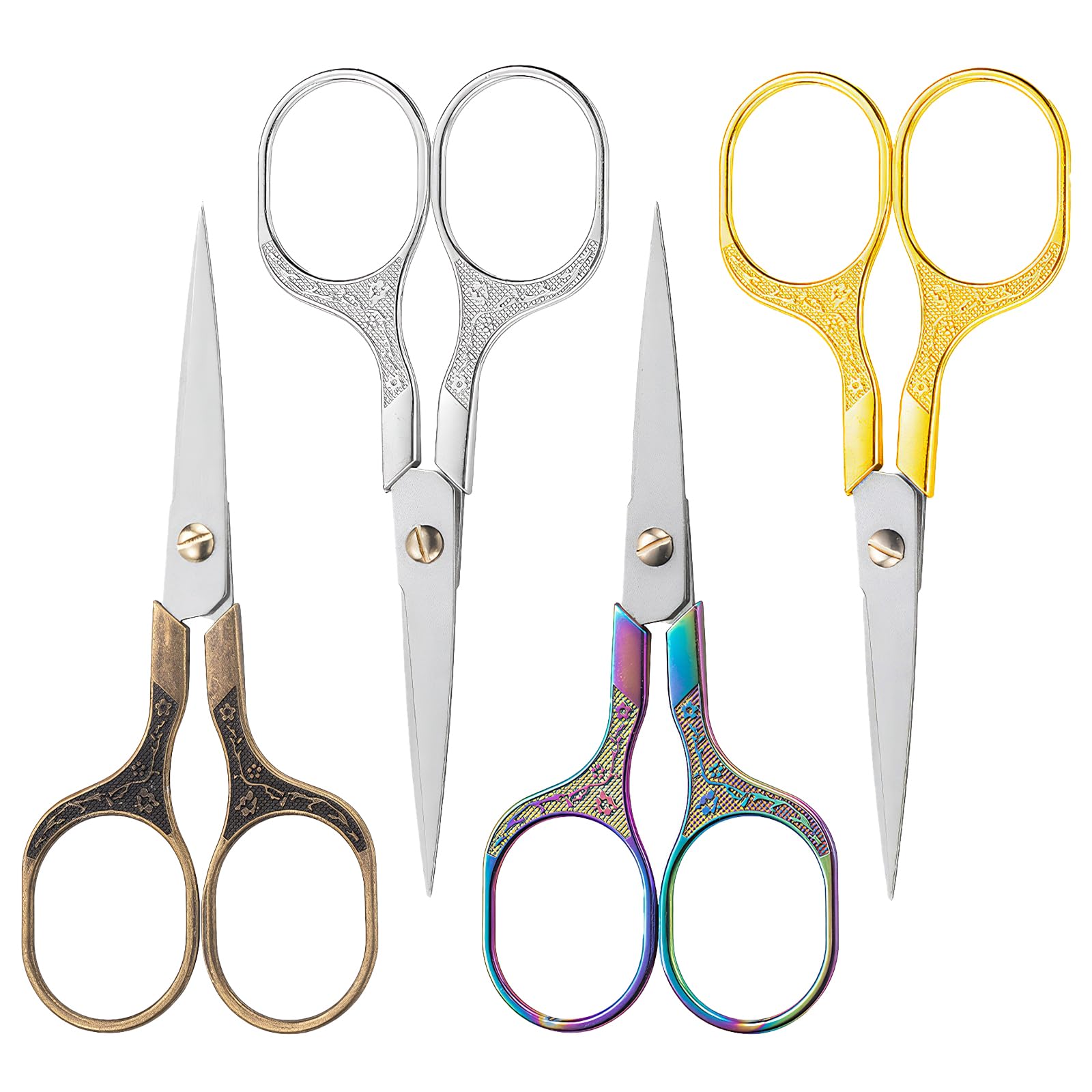 4 Pcs Embroidery Scissors, Stainless Steel Sewing Scissors for Needlework Thread Cutting Handicrafts Trimming & DIY Projects