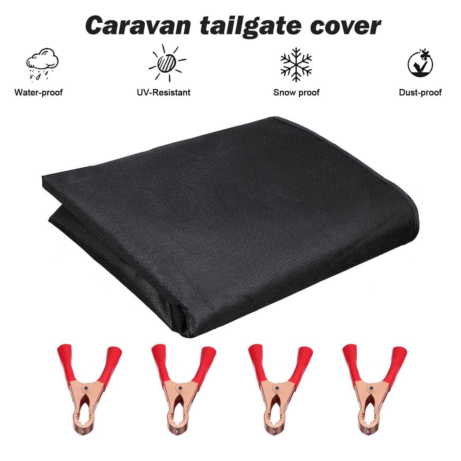 Osłona na tylne drzwi stodoły, wytrzymała tkanina Oxford, ochrona przeciwsłoneczna z 4 klipsami, pogrubiona, wodoodporna markiza Oxford 210D, 180 x 113 cm, pasuje do Fi-at DUCATO, Volks-wagen T5/T6,