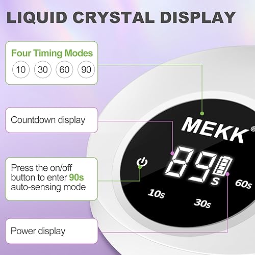 Miniatura 5 de MEKK Lámpara de uñas UV de cuello de cisne inalámbrica, mini luz UV para uñas de gel con sensor automático, lámpara profesional de curado flash de