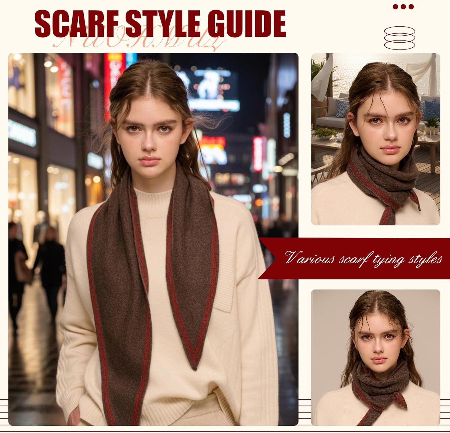 100% Cashmere Triangle Scarf, Neck Scarves Small Scarf for Women & Men, 49''x12'' Lightweight Warm Fashion Scarves - Image 7