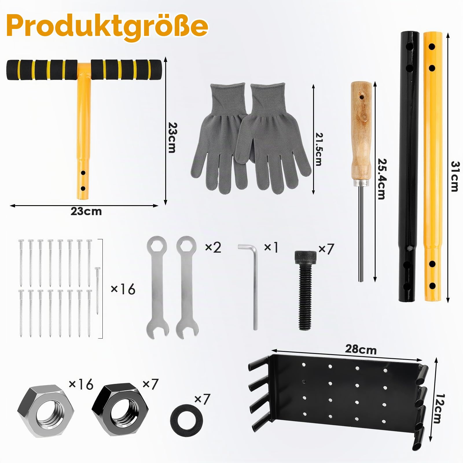 2-in-1 Rasenlüfter,Aerifizierer für Rasen,Manuell Rasenbelüfter mit 24 Eisenspikes,Heavy Duty Handvertikutierer Rasen Belüften für Verdichtete Böden,Bodenbelüftung,Rasenpflege-96CM