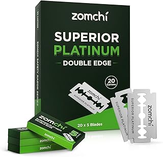 Double Edge Razor Blades, 100 Counts Safety Razor Blades for Shaving, Platinum Stainless Steel Shaving Blades for Men and Women, Fits All Standard Double Edge Razors