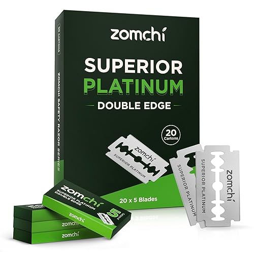 Cuchillas de afeitar de doble filo, 100 cuchillas de afeitar de seguridad para afeitar, cuchillas de afeitar de acero inoxidable platino para