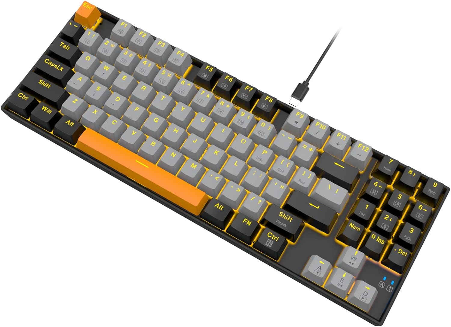 E-YOOSO Mechanical Keyboard, Wired Compact LED Backlit Computer Keyboard with Number Pad, 89 Keys Mechanical Gaming Keyboard with Linear Red Switch for Windows/Mac, Laptop/PC