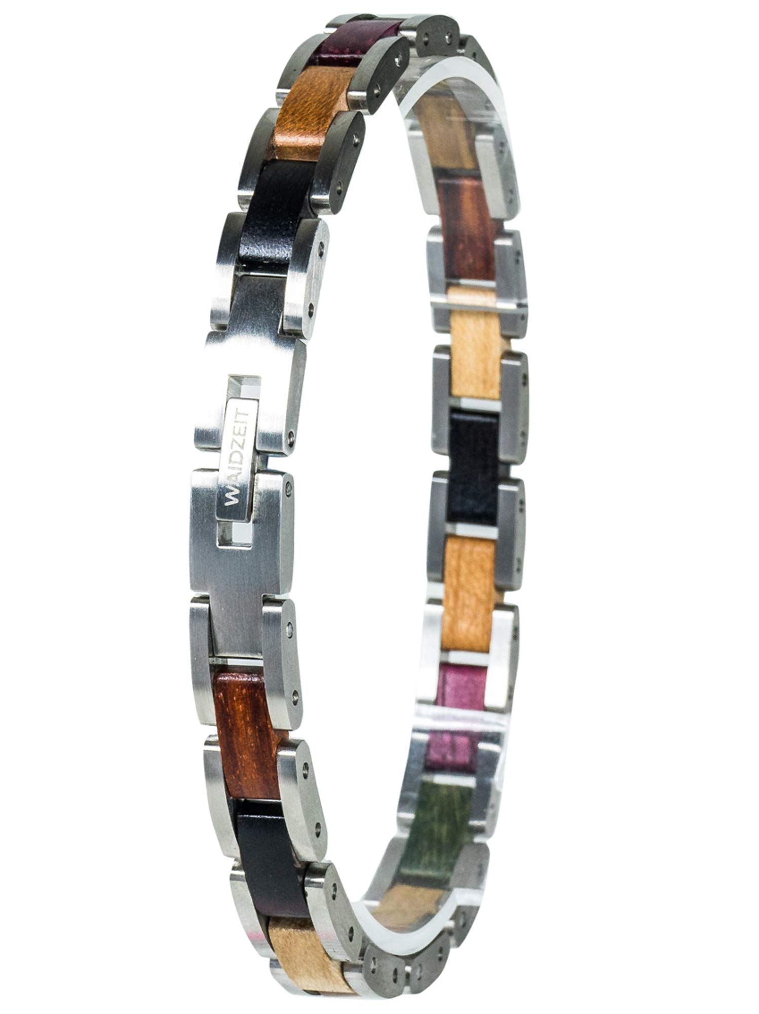 Waidzeit Bracciale Donna In Legno E Argento, Marrone, 20 Cm, Chiusura A Scatto, Fatto In Austria - 4