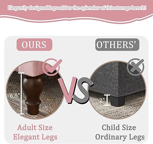 Miniatura 5 de Moderno banco otomano tapizado de almacenamiento, banco de almacenamiento de terciopelo de 63 pulgadas con brazos enrollados para el extremo de la