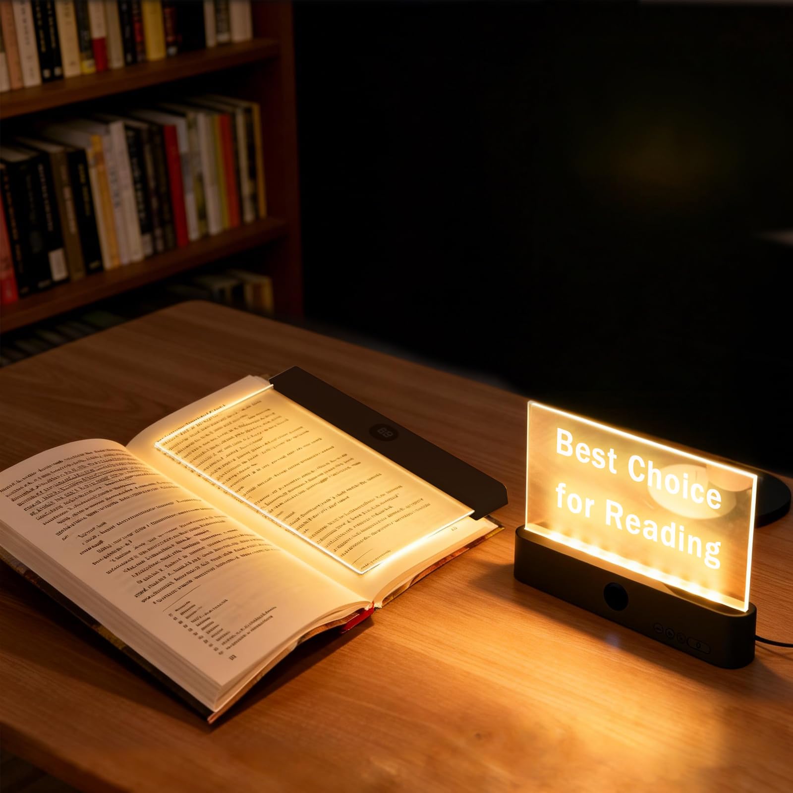 Book Lights for Reading at Night LED Rechargeable Lamp for Full Page Books in Bed Portable Flat Panel Bookmark Light Lovers Gifts Booklights Luz Para Leer Libros De Noche Lámpara En La Cama (Black)