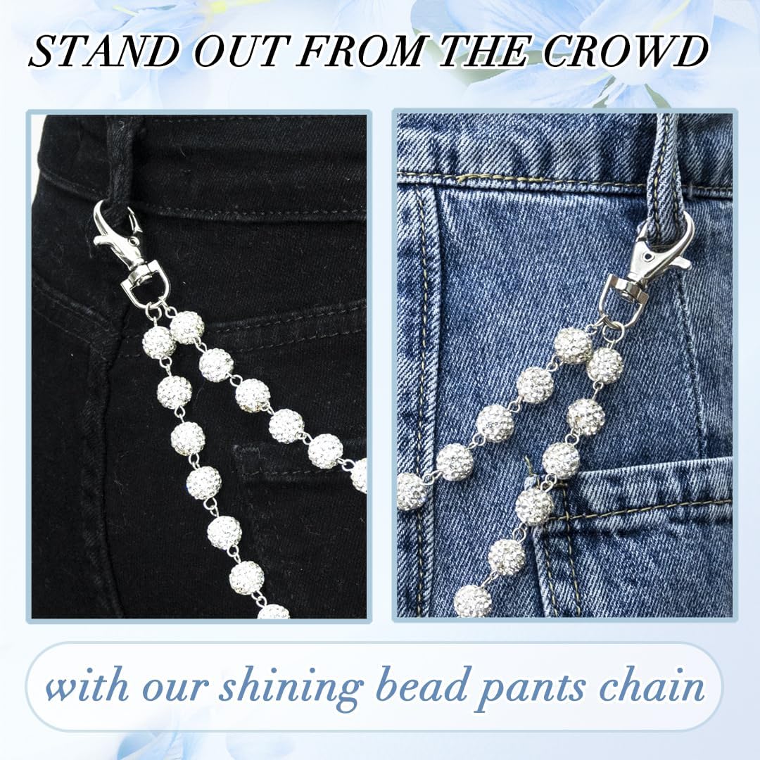 Bling Ceramic Bead Pants Chain for Men Women Wallet Chains for Man Hipster Jean Chains for Men Pocket Chain Clothing Bag Accessories